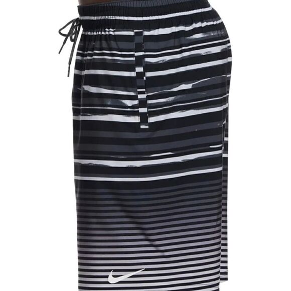 Nike Men' 9" Black Multi Faded Stripe Breaker Swim Trunks (NESSD545-001)-Medium - Picture 1 of 9